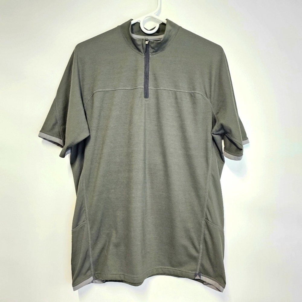 Prana Men's Large Short Sleeve Quarter Zip Olive Green Men's Hiking Active Shirt